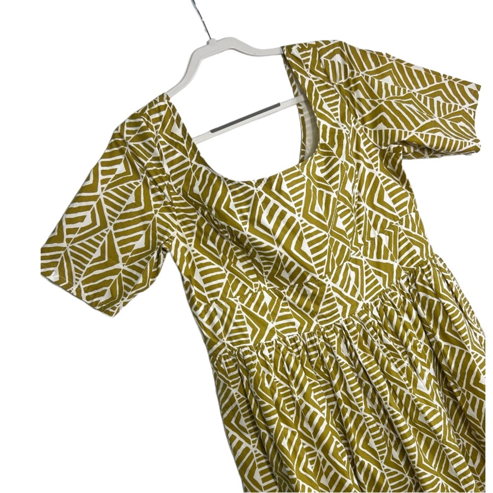 eShakti Geometric Print Green White Dress 18 - Picture 3 of 8